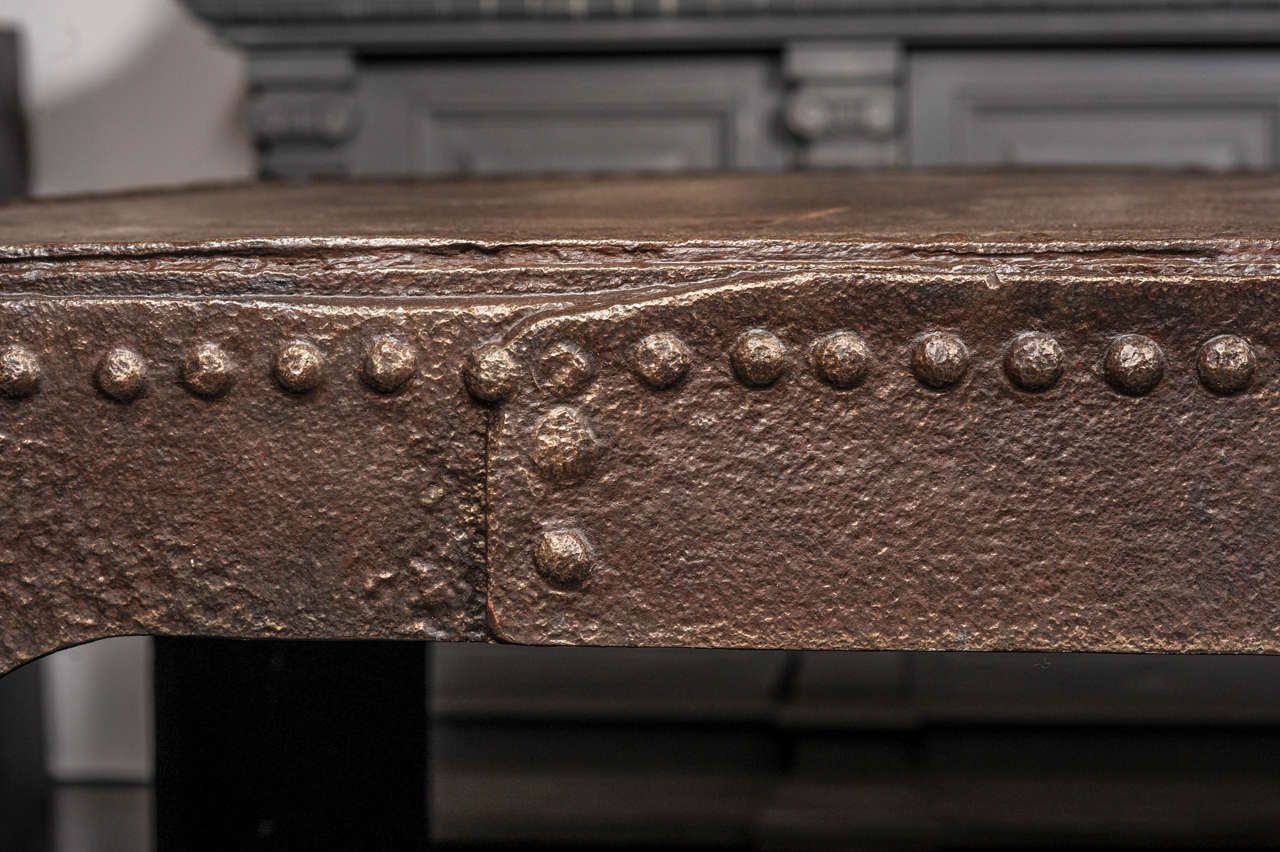 French Industrial Polished Weathered Riveted Steel Table, Machine Age 4